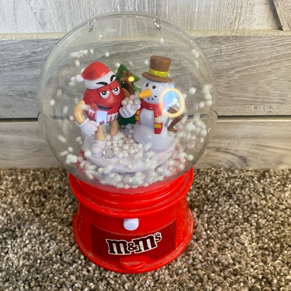 M&M's Musical Lights Snow Globe With Red Character And Frosty Snowman Waterless - Picture 3 of 13